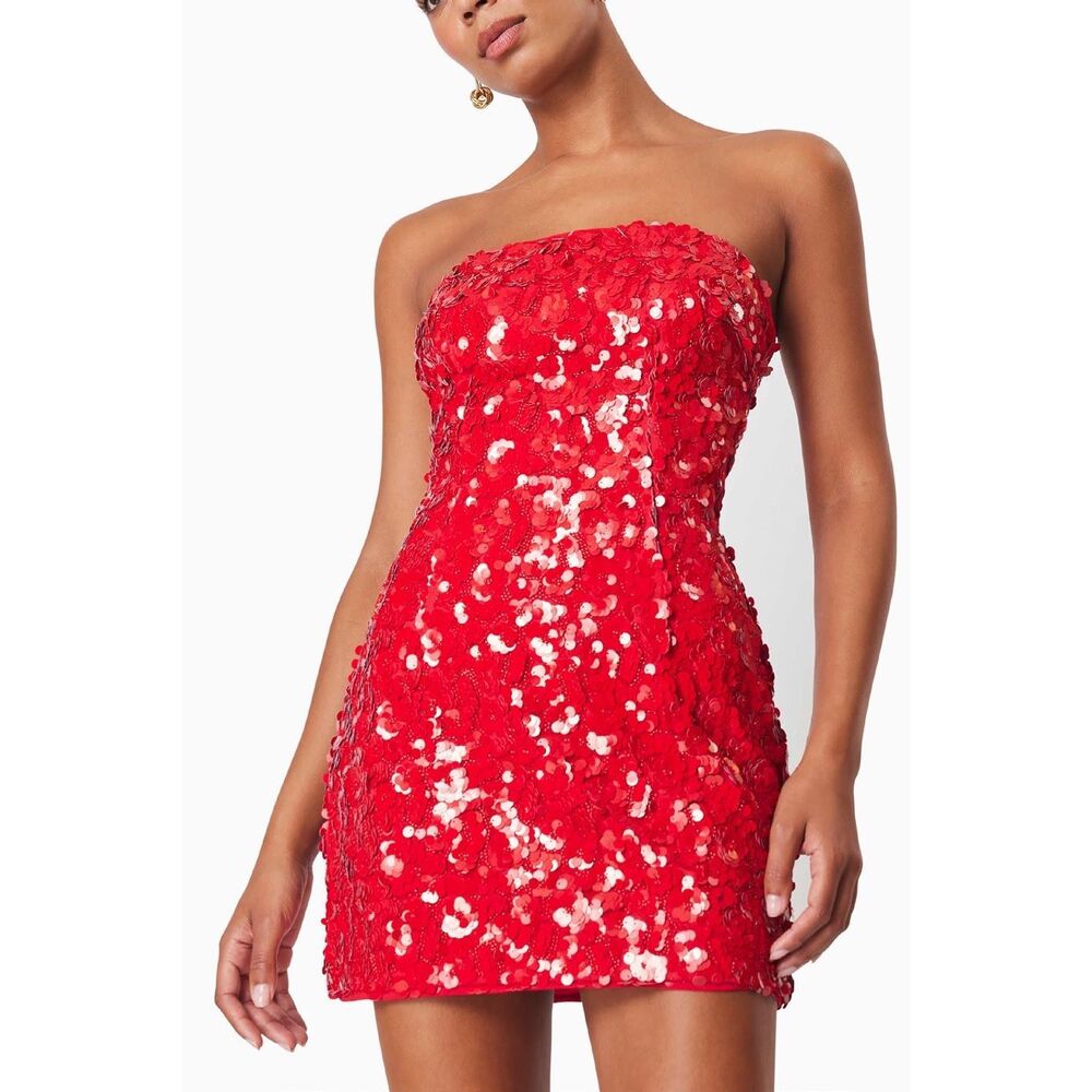 Elliatt Sequin Strapless Mini Party Dress - Red Dress Cocktail size S